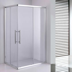 STUXI Nizza 120x90 cm aszimmetrikus két tolóajtós zuhanykabin 6 mm vízlepergető biztonsági üveggel, króm elemekkel, 190 cm magas, zuhanytálcával és szifonnal (TL-6212-12090-HD-2003-120-90-C)