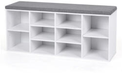 VASAGLE cipős pad 10 rekeszes tárolóval párnázott ülőfelülettel fehér 104 x 30 x 48 cm (EUZ-LHS10WTV1)