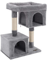 FEANDREA Kompakt Macskafa 2 Barlanggal Plüss Világosszürke (EUZ-PCT61WV2)