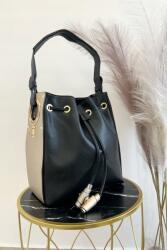  Kézitáska Válltáska Középen osztott fekete-arany-ezüst Uni (00776-1-4-1)