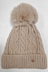  Női copfos sapka pomponnal, karamell Uni (00694-1-1-1)