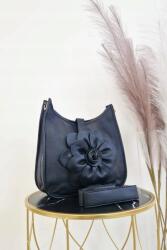  Női válltáska virággal, fekete, Uni méret (00726-1-1-1)