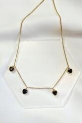  Szív nyaklánc fekete cirkóniákkal, arany