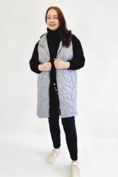  Hosszú, steppelt, plisz méretű mellény, szürke, 42 (PL00431-2-3-1)