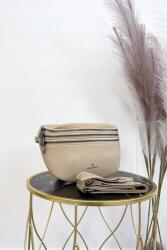  Univerzális, három cipzáras, bézs színű, műbőr övtáska (00725-1-2-1)