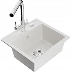 Mexen Milo Fehér Gránit Mosogató+Csaptelep Szett (6505-20-671600-00)