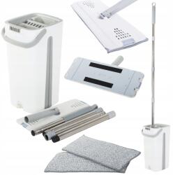 VERK GROUP Felmosó Lapos Forgatható Kétrekeszes Kinyomó Vödör fehér/szürke (24108)