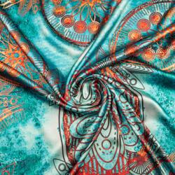  Szatén Lycra Keleti Mintás Ruha Szín Zöld (ZS1041)