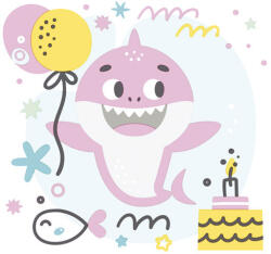 Happy Birthday Pink Shark szalvéta 20 db-os 33x33 cm (PKK060364) - aprotalpak