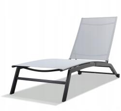 Garden Line Kerti Napozóágy Fotel Állítható Kerekek 195CM Összecsukható Szürke (ANH0860)