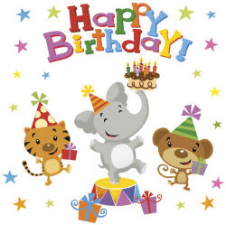  Happy Birthday Animals szalvéta 20 db-os 33x33 cm (PKK051874) - aprotalpak