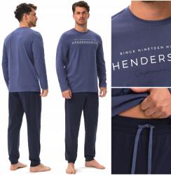 Henderson Férfi Pizsama Henderson Jumper hosszú ujjú szett 100% Pamut M (41904-95X NIEBIESKA GŁADKA)