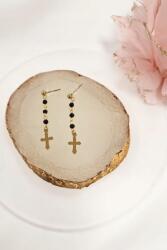  Függő fülbevaló kereszttel és kavicsokkal Uni (00709-1-1-1)