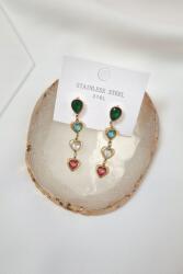  Fülbevaló Színes szívek cirkónia arany