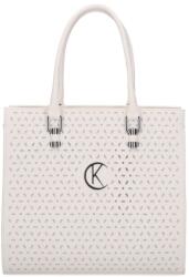 Karen fehér erezett / ezüst lézervágott rostbőr női kézi / válltáska d648-l karmen