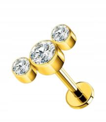  Oufer titán fülbevaló arany labret piercing 8 mm helix tragus conch cirkóniával (5908456429985)