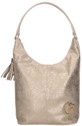 CHIARA bézs erezett / arany virágmintás rostbőr női válltáska l354-bis ana