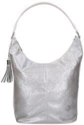 CHIARA fehér erezett / ezüst virágmintás rostbőr női válltáska l354-bis ana