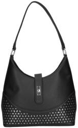 Karen fekete erezett / ezüst lézervágott rostbőr női válltáska d658-l alicja