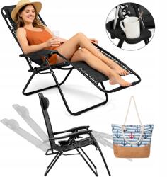 NORIMPEX Strand napozóágy Összecsukható Zero Gravity Állítható Kerti szék Erkély+Ajándék (NO-2003360)
