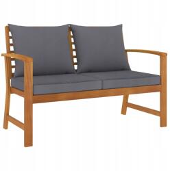 vidaXL Kerti pad, 120 cm, sötétszürke párnák, akácfa (311830)