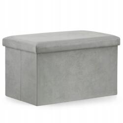 Oskar Összecsukható puff XL 60x38x38cm bársony szürke (5903332075133)