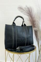  Fekete nagy Tágas Uni öko bőr táska (00773-1-1-1)