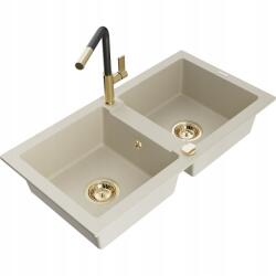 Mexen Mario Bézs Gránit Mosogató Csapteleppel (6504-69-670401-57-G)