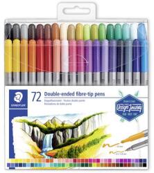 STAEDTLER Filctoll készlet, 0, 8/3, 0 mm, kétvégű, STAEDTLER® 3200 , 72 különböző szín (3200 TB72)