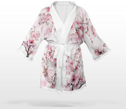 Takoy Panel szabásmintával 2XL sifon / silky kimonó sakura virágok - hosszított fazon