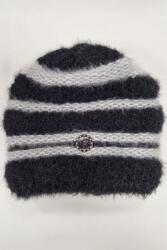  Univerzális női téli sapka csíkos fekete (00657-4-1-1)