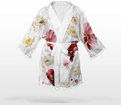 Takoy Panel szabásmintával 2XL sifon / silky kimonó MAXI 3D poppy minta - hosszított fazon