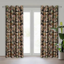  Maroko levél mintás bársony függöny arany nyomattal Fekete 140x250 cm (453793)