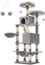 FEANDREA Macska kaparófa, többszintes, pihenőkosárral, fehér 55x45x165cm