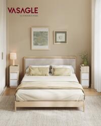 VASAGLE Set 2 noptiere, Rosa, Bej natural, 30x25x65 cm (LET856N01)