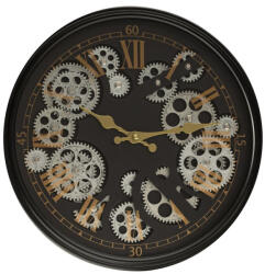  Falióra római számokkal fogaskerekekkel Fekete 35x7x35 cm (420603)