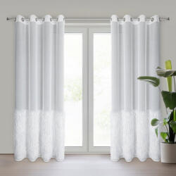 Margaret2 fehér csíkos függöny mohair díszítéssel Fehér 140x250 cm (453363)