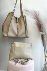  Nagy Válltáska Kozmetikai táska szett Bézs Uni (00749-1-2-1)