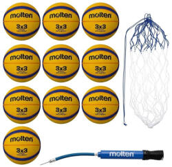 Molten Pachet 10 Mingi baschet 3x3 Molten B33T2000 + sac Molten BN10 + pompa Molten DHP21 (10xB33T2000-DHP-BN10)