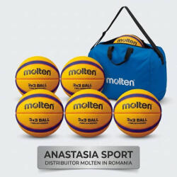 Molten Pachet 6 mingi baschet 3x3 Molten B33T5000 FIBA Aprobat + geanta transport (6XB33T5000+EB0046-B)