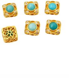  Charm Turcoaz Cu Zircon 9x9x5 mm Argint 925 Aurit - 1 Buc