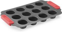 Lékué tapadásmentes mini muffin sütőforma, 12db muffinhoz, acél, platina szilikon, szürke