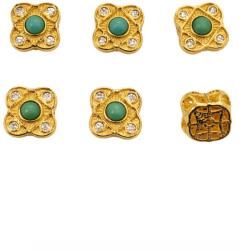  Charm Turcoaz cu Zircon 7x7x5 mm - Argint 925 Aurit - 1 Buc