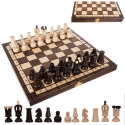 Ruhhy Set de Șah Regal Elegant Ruhhy din Lemn de Fag și Ornamente Metalice (00026038)