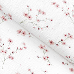 Goldea pamut krepp anyag - cseresznyevirágok 160 cm