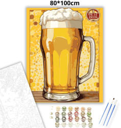  Aranyló sörös korsó - számfestő készlet - 80×100 cm (Keretre feszítve)