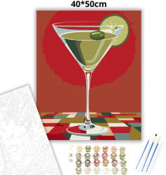  Martinis pohár - számfestő készlet - 40×50 cm (Keretre feszítve)