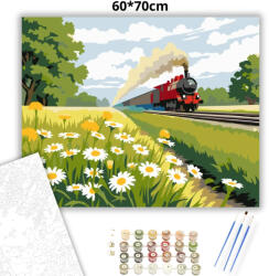  Margaréták a sínek mellett - számfestő készlet - 60×70 cm (Keretre feszítve)