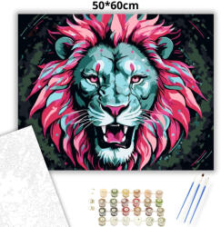 Neon sörényű oroszlán - számfestő készlet - 50×60 cm (Keretre feszítve)
