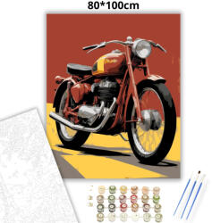  Piros retró motor - számfestő készlet - 80×100 cm (Keretre feszítve)